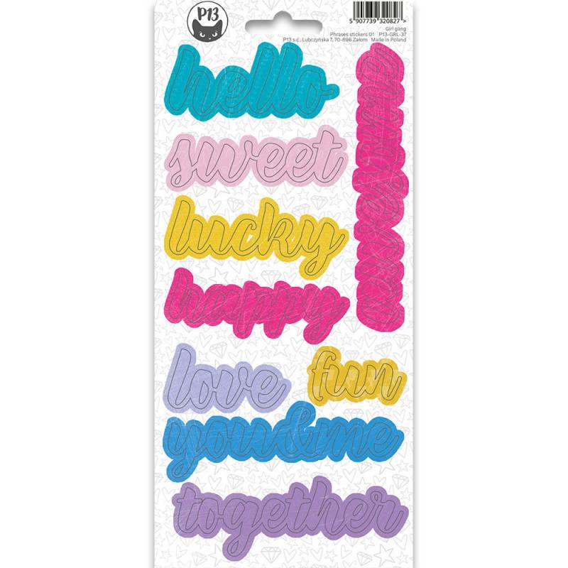 Phrase sticker sheet Girl Gang 01, 10,5 x 23cm