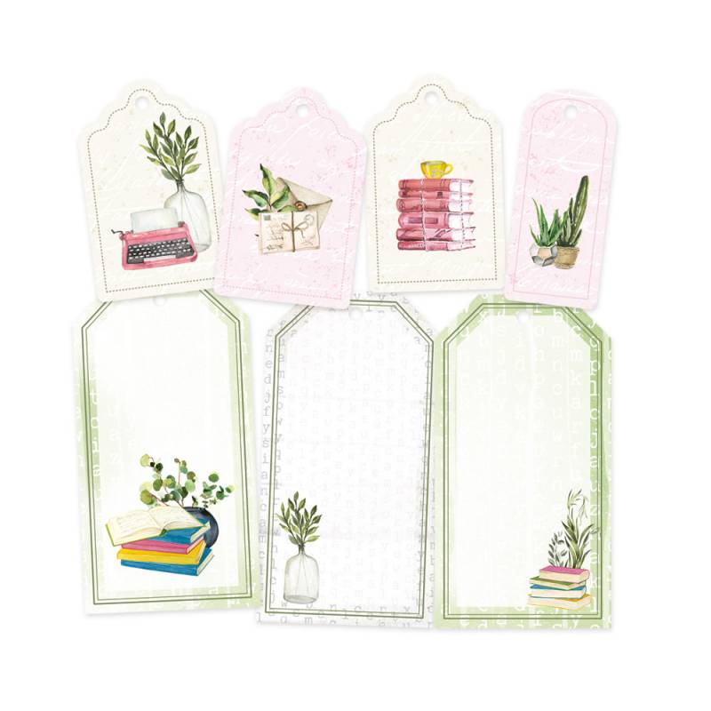 Decorative tags The Garden of Books 03, 7pcs
