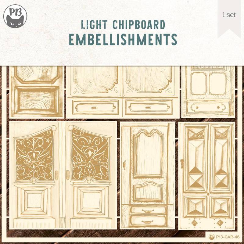 Light chipboard embelishments The Garden of Books 04, 6pcs