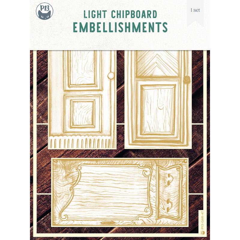Light chipboard embellishments The Garden of Books 05, 6x8", 3pcs