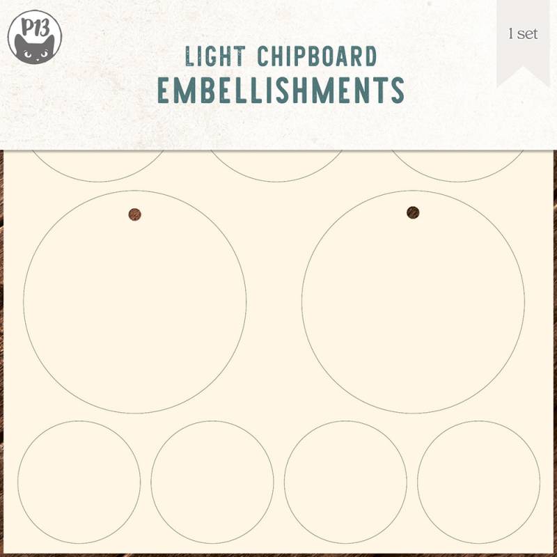 Light chipboard embellishments set for Collection Tags 01, 6x6"