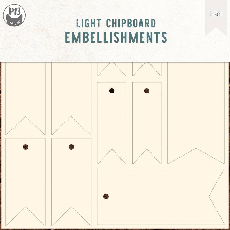 Light chipboard embellishments set for Collection Tags 02, 6x6"