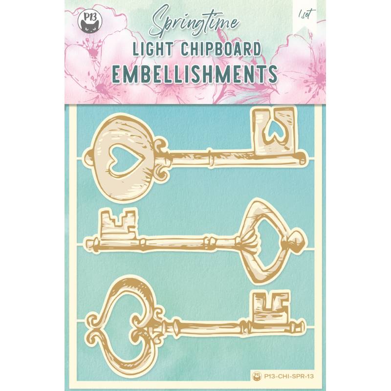 Light chipboard embelishments Springtime 13, 4x6", 4pcs