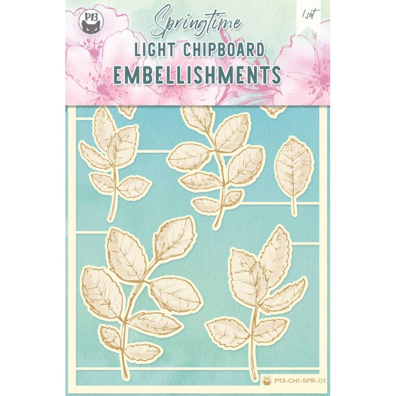 Light chipboard embellishments Springtime 01, 4x6", 8pcs