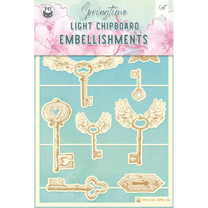 Light chipboard embellishments Springtime 04, 4x6", 9pcs