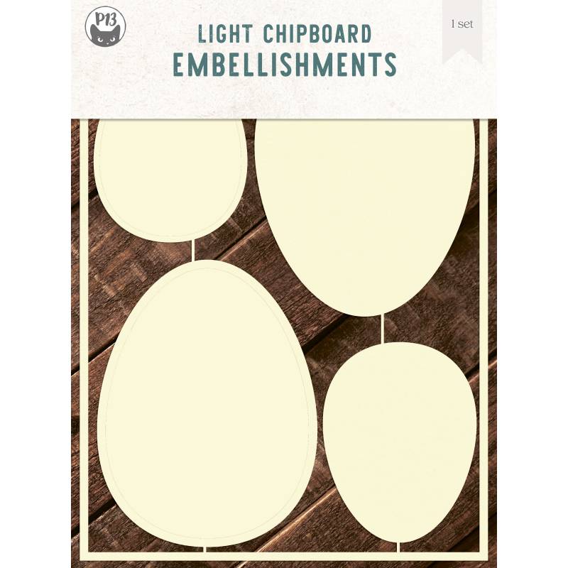 Light chipboard deco base Easter Eggs, 6x8", 2sets