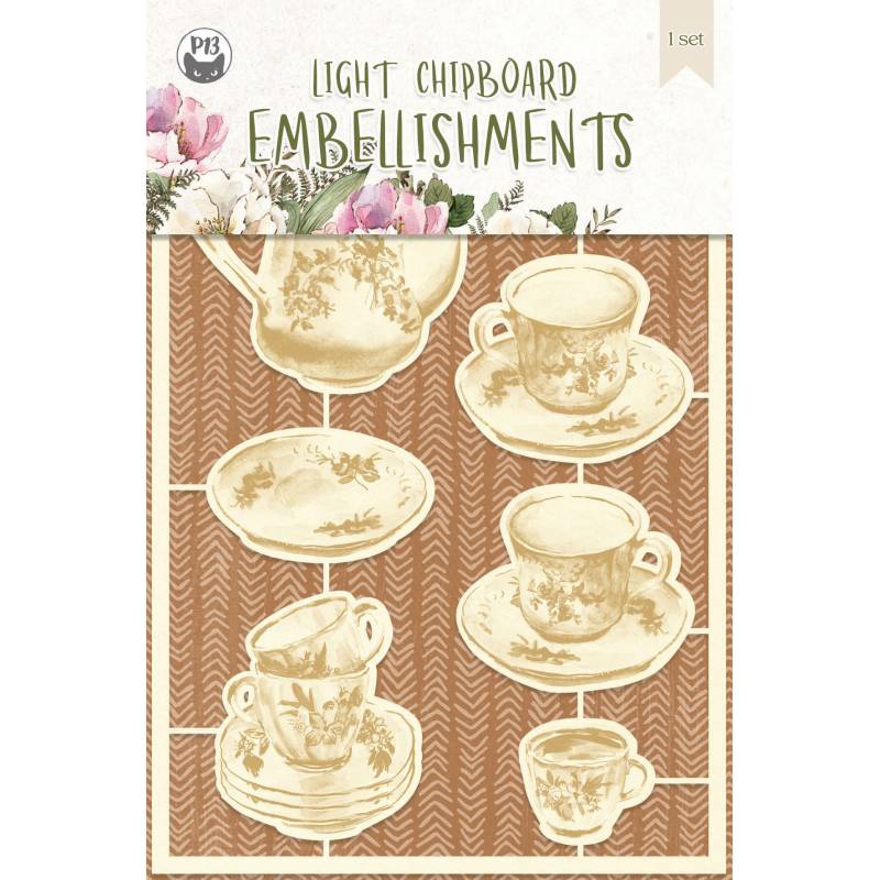 Light chipboard embellishments Forest tea party 02, 7pcs