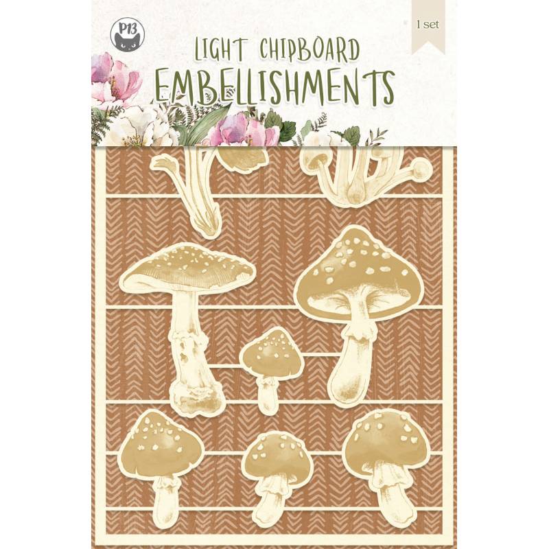 Light chipboard embellishments Forest tea party 03, 8pcs