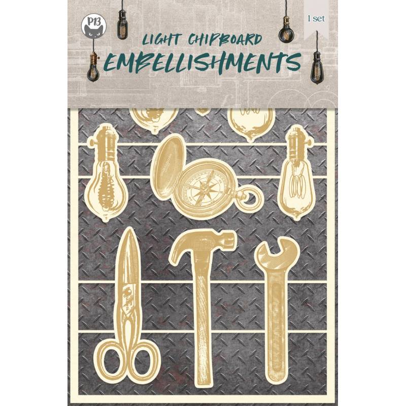 Light chipboard embellishments Free Spirit 01, 11pcs