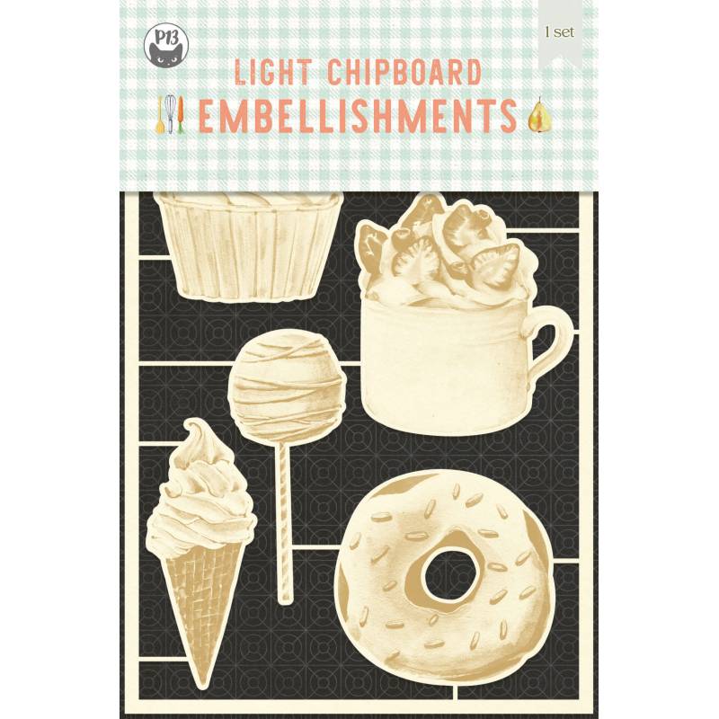 Light chipboard embellishments Around the table 02, 6pcs