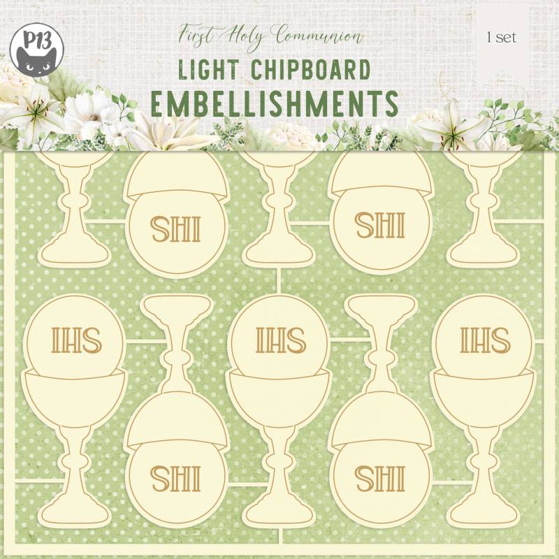 Light chipboard embelishments First Holy Communion 02, 6x6", 10pcs