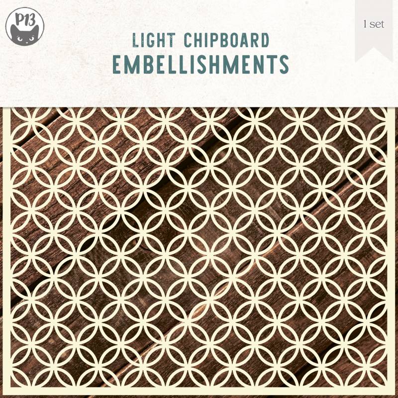 Light chipboard deco base Background 10 - Connected circles L, 6x6"