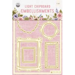 Light chipboard embellishments Stitched with love 02, 6pcs