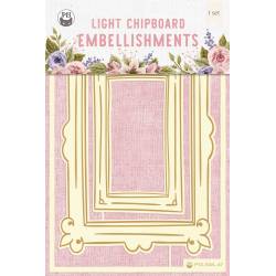Light chipboard embellishments Stitched with love 04, 2pcs