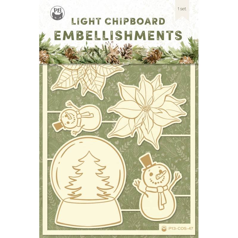 Light chipboard embellishments Cosy Winter 04, 6pcs