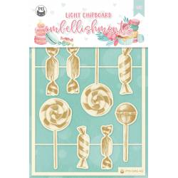 Light chipboard embellishments Sugar and Spice 02, 10pcs