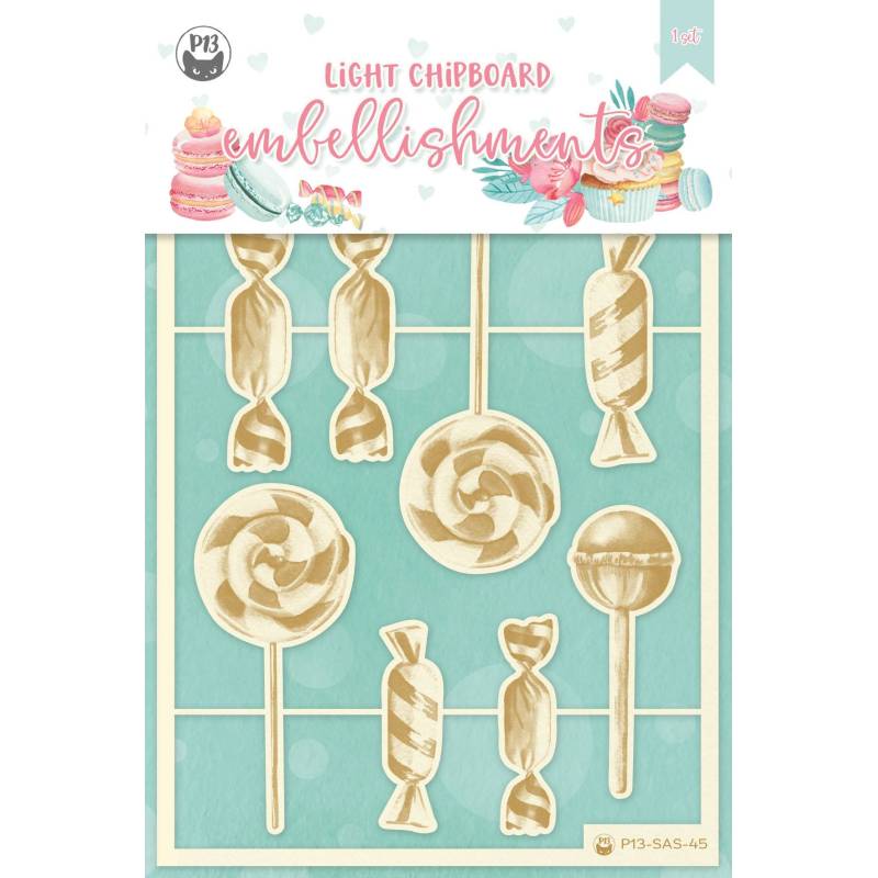 Light chipboard embellishments Sugar and Spice 02, 10pcs