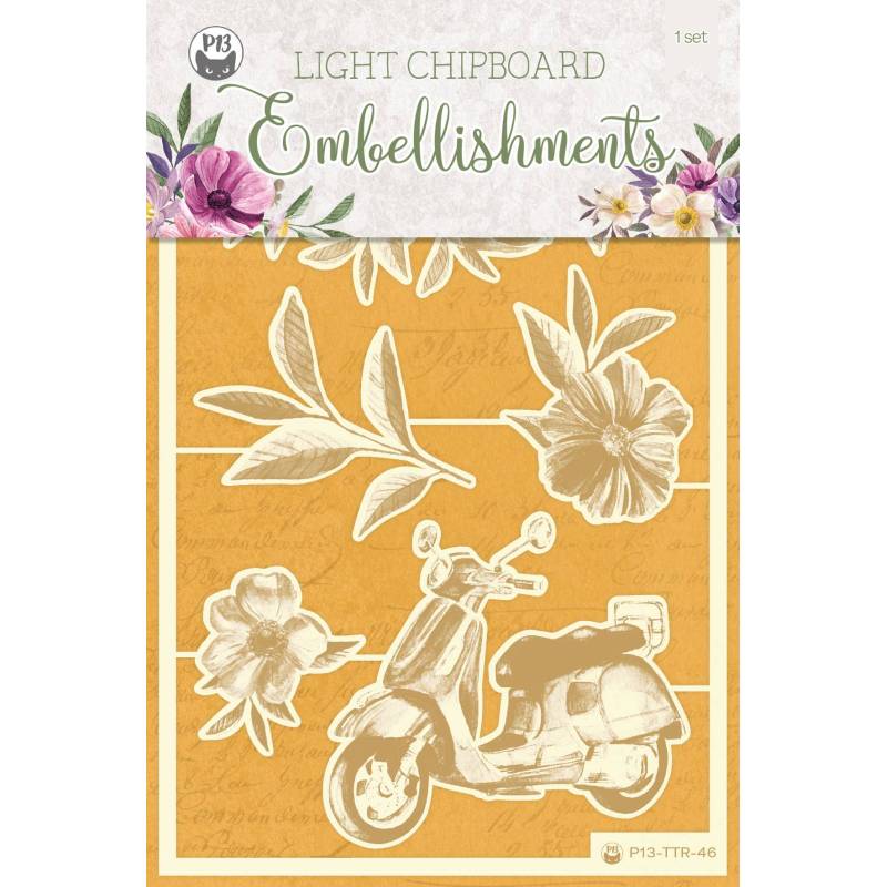 Light chipboard embellishments Time to relax 03, 5pcs