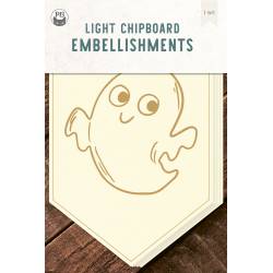 Light chipboard banner Happy Halloween - Ghost, 4x6", 5pcs