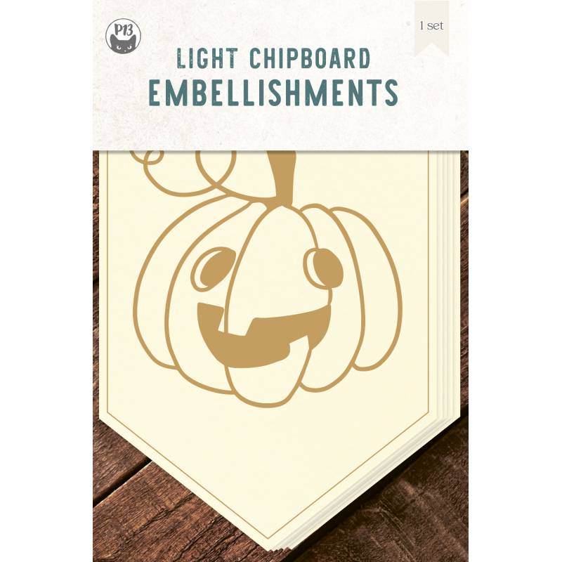 Light chipboard baner Happy Halloween - Happy Pumpkin, 4x6", 5pcs