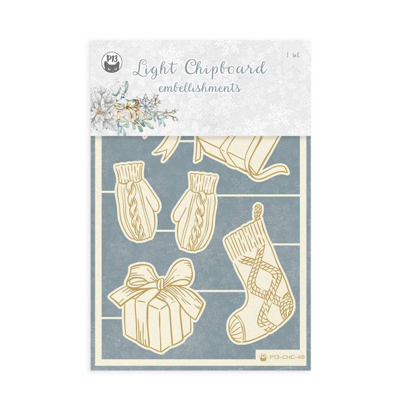 Light chipboard embellishments Christmas Charm 03, 10x15cm, 6szt.