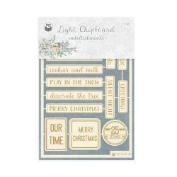 Light chipboard embellishments Christmas Charm 11 ENG, 10x15cm, 14pcs.