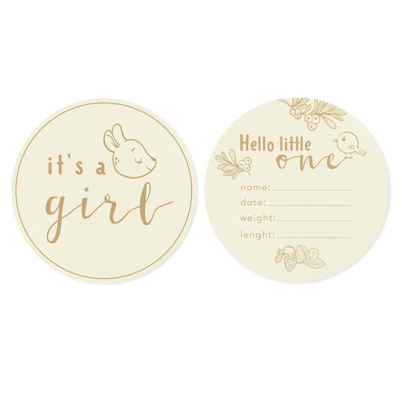 Hello Baby Girl card set Woodland Cuties ENG, 2pcs