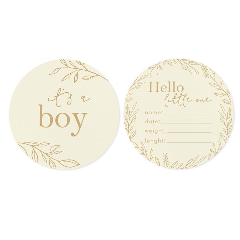 Hello Baby Boy card set Leaves ENG, 2pcs