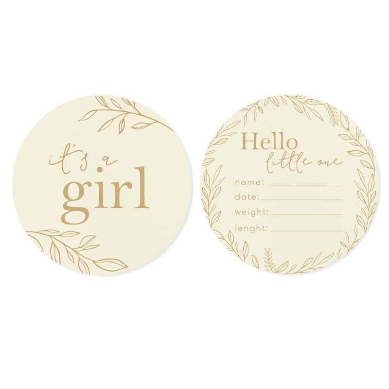 Hello Baby Girl card set Leaves ENG, 2pcs