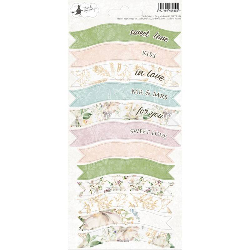 Party sticker sheet Truly Yours 01, 10,5 x 23cm