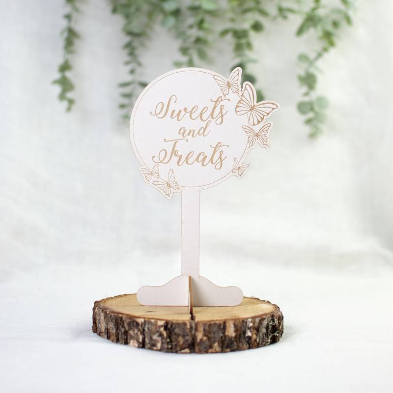 Light chipboard table stand Butterfly kisses - Sweets & Treats, 1 set, 8 x 4.7”