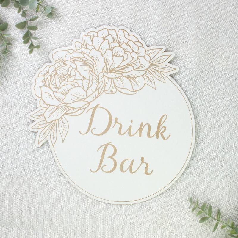 Light chipboard decoration In bloom - Drink Bar, 12 x 12"