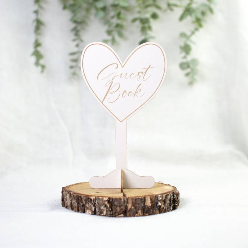 Light chipboard table stand In my heart - Guest Book, 1 set, 8 x 4.5”
