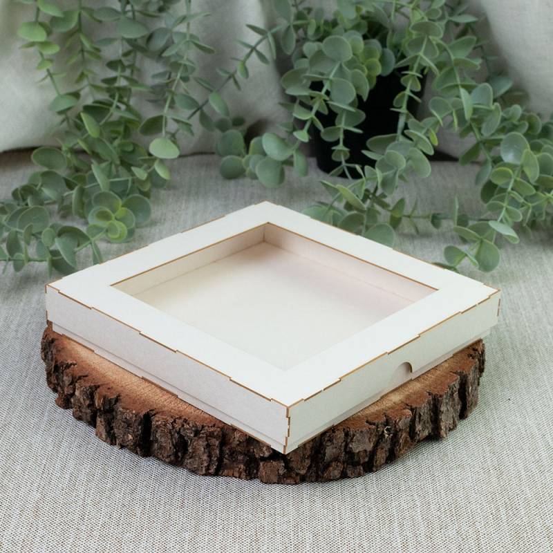 Light chipboard card box with a window, 6x6"