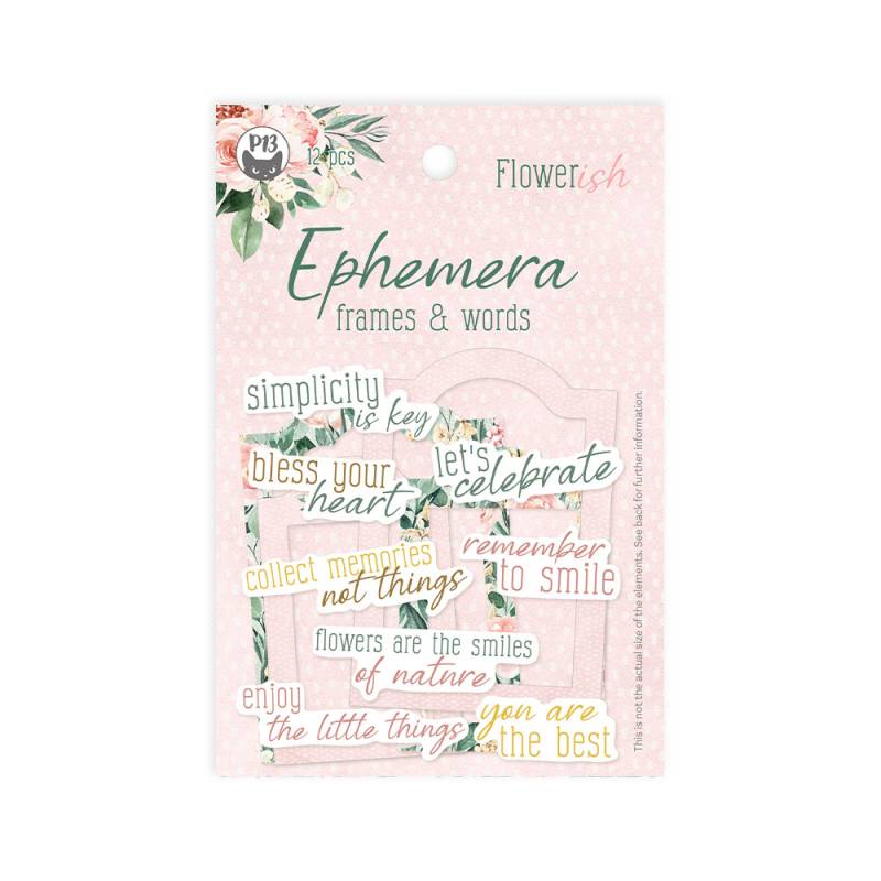 Ephemera set Frames and Words Flowerish, 12pcs