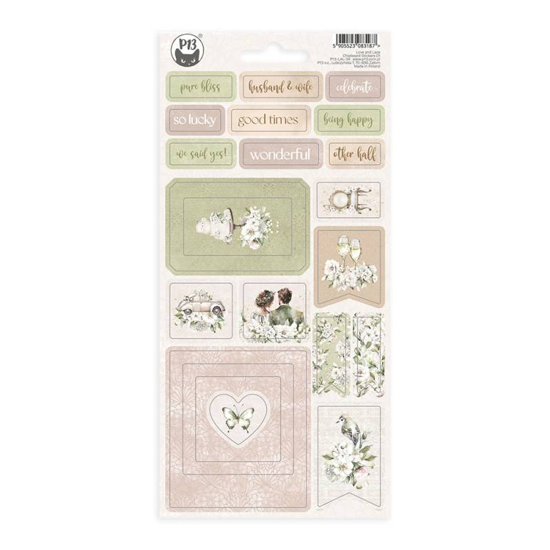 Chipboard sticker sheet Love and lace 01, 10,5 x 22cm