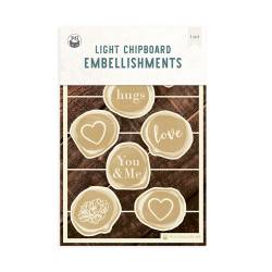 Light chipboard embelishments All you need is love 03, 4x6", 8pcs