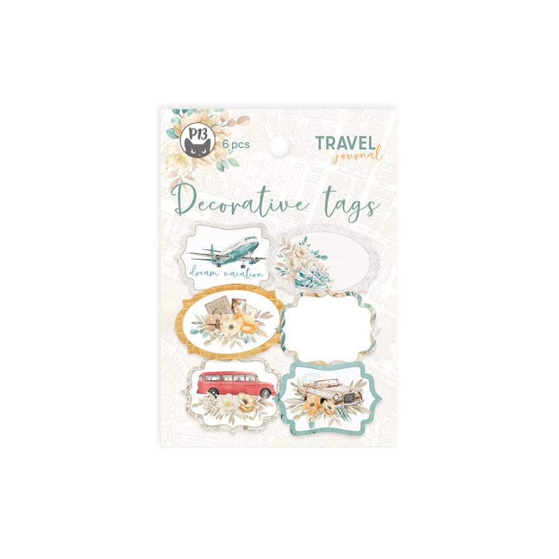 Decorative tags Travel Journal 04, 6pcs