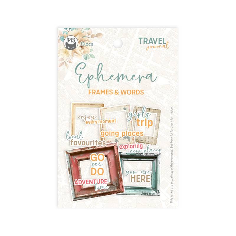 Ephemera set Frames and Words Travel Journal, 13pcs