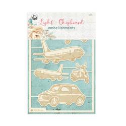 Light chipboard embellishments Travel Journal 01, 4x6", 6pcs